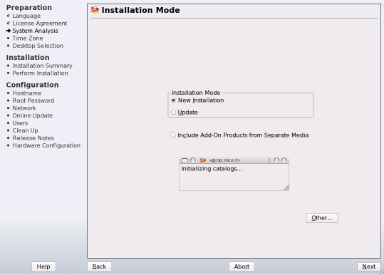 Yast installation overview
